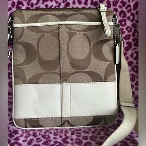 COACH Crossbody Bag,Coach Brown and Cream Crossbody Bag